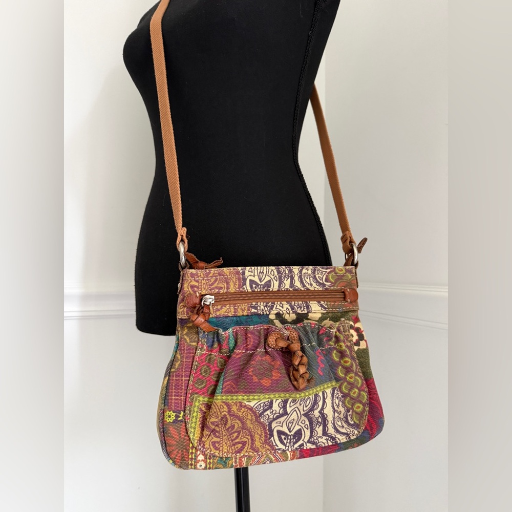 Fossil Vintage Canvas Patchwork Paisley Crossbody Bag - Boho Hipster Small Purse